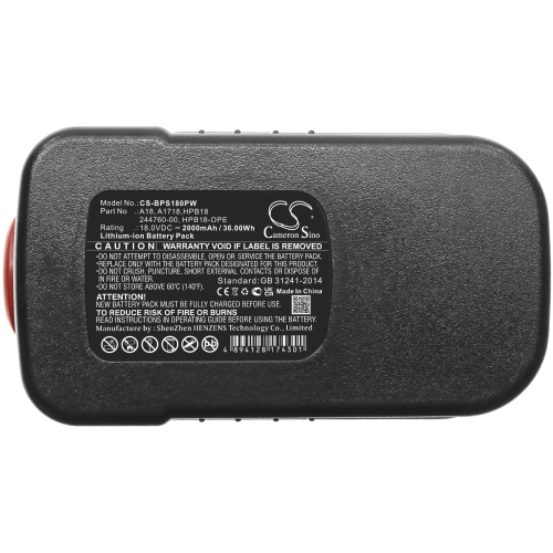 Electric Power Tool Battery Replaces Black & Decker HPB18, A1718, A18,  244760-00 - 4000 mAh, 18 V, Li-ion