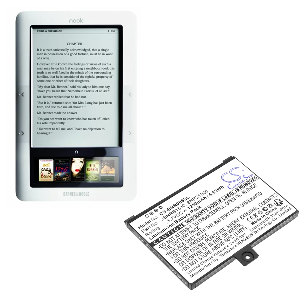 Baterie do elektronických čteček knih Barnes & noble CS-BNR005SL